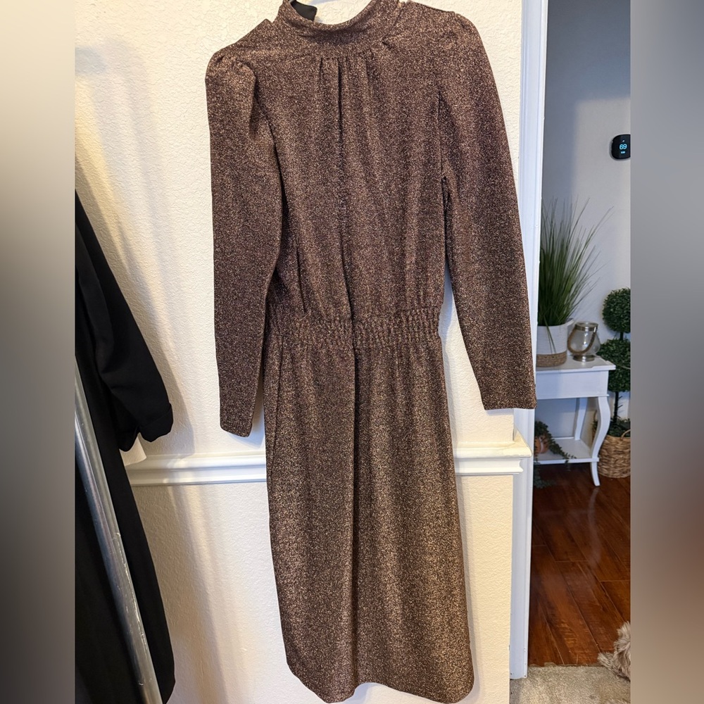 Large Ryegrass High Neck Long Sleeve Dress - Picture 12 of 13